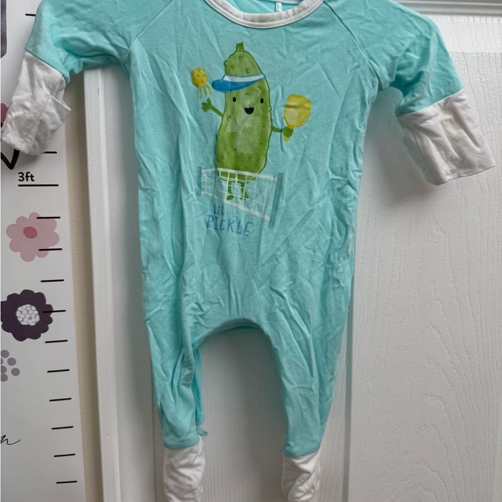 Little Sleepies Teal and White Pickle Footie